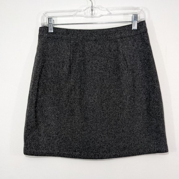 Madewell Gray Wool Blend Studio Zip A-Line Skirt Style F9118 Size 4 - Picture 5 of 9